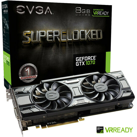 EVGA GeForce GTX 1070 SuperClocked GAMING ACX 3.0 Black Edition, 8 Go