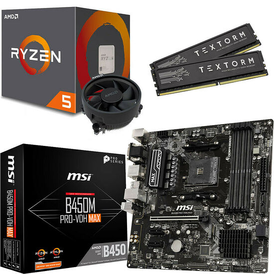 Kit évo Ryzen 5 1600 AF (3.2 GHz) + MSI B450M PRO-VDH MAX + 16 Go