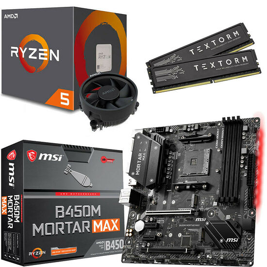 Kit évo Ryzen 5 1600 AF (3.2 GHz) + MSI B450M MORTAR MAX + 16 Go
