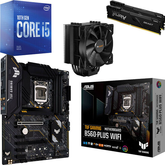 Kit évo Core i5-10400F + TUF GAMING B560-PLUS WIFI + Pure Rock 2 Black + 16 Go