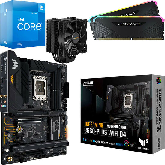 Kit évo Core i5-12400F + TUF B660-PLUS WIFI DDR4 + Pure Rock 2 Black + 16 Go