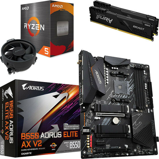 Kit évo Ryzen 5 5600X + Gigabyte B550 AORUS ELITE AX V2 + 16 Go