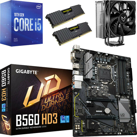 Kit évo Core i5-10400F + Gigabyte B560-HD3 + VT120 Black + 16 Go