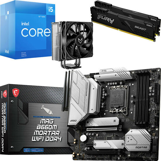 Kit évo Core i5-12400F + MSI B660M MORTAR WIFI DDR4 + VT120 Black V2 + 16 Go