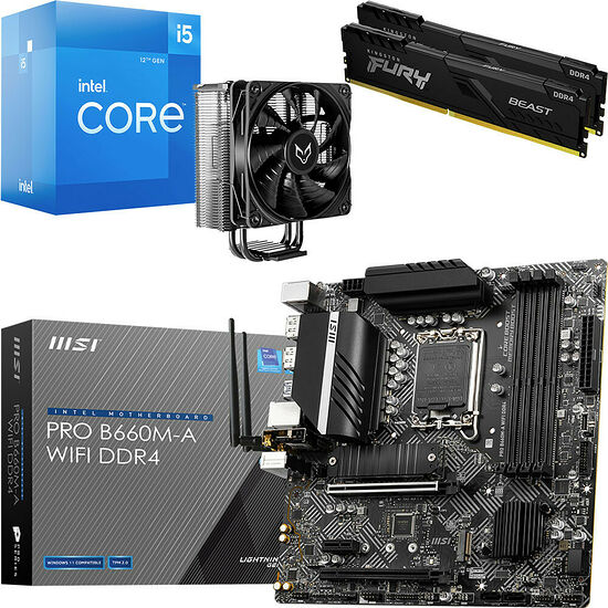 Kit évo Core i5-12400 + MSI PRO B660M-A WIFI DDR4 + VT120 Black V2 + 16 Go