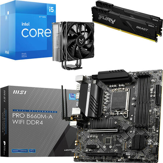 Kit évo Core i5-12400F + MSI PRO B660M-A WIFI DDR4 + VT120 Black V2 + 16 Go