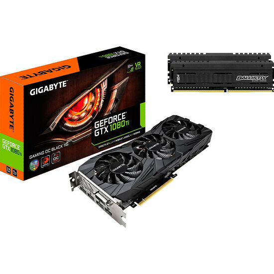Gigabyte GeForce GTX 1080 Ti Gaming OC Black, 11 Go + 16 Go DDR4 Ballistix
