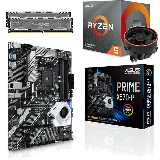 Kit évo Ryzen 5 3600X (3.8 GHz) + Asus Prime X570-P + 16 Go