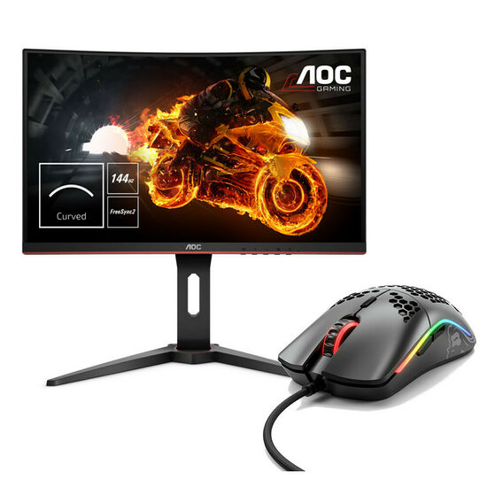 AOC C24G1 FreeSync (dalle incurvée) + Glorious Model O (Regular), Matte Black