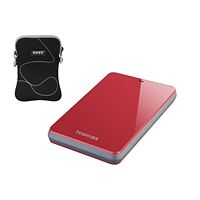 Disque Dur Externe 2.5" stor.E Canvio, 500 Go, Rouge, Toshiba + Pochette offerte