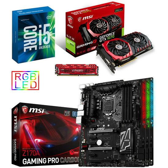 Kit d'évo i5-6600K + MSI Z170A GAMING PRO CARBON + GTX 1070 GAMING X + 16 Go