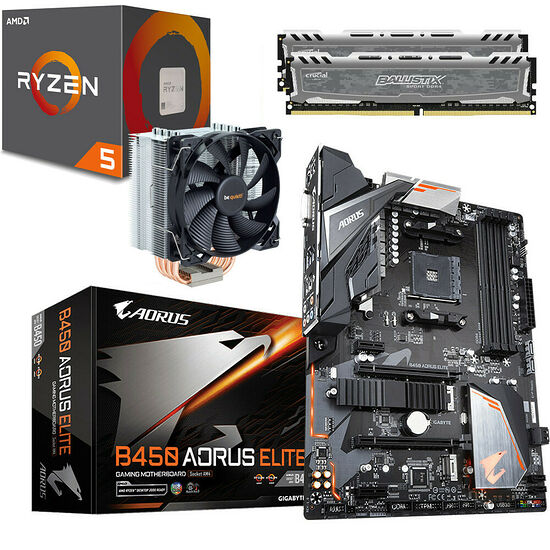 Kit évo Ryzen 5 2600 (3.4 GHz) + Gigabyte B450 AORUS ELITE + Pure Rock + 16 Go