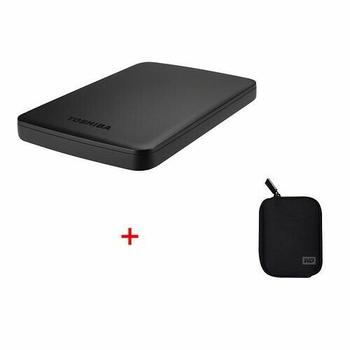 Toshiba Canvio Basics, 1 To, Noir + Housse