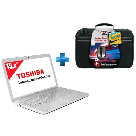 PC Portable Toshiba Satellite C855D-135, 15.6", Blanc + Pack Port Designs