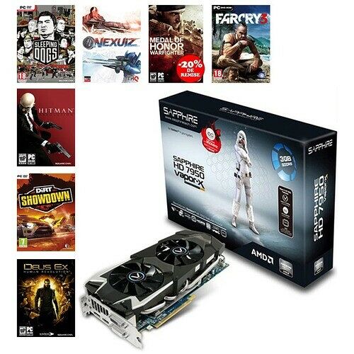 Carte graphique Sapphire Radeon HD 7950 Vapor-X OC Edition, 3 Go + Pack 6 jeux