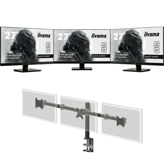 Pack Triple Screen Iiyama G-Master G2730HSU-B1 FreeSync + IIyama DS1003C-B1