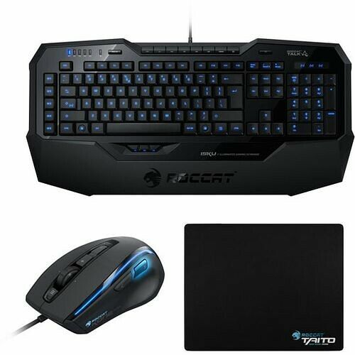 Pack gaming Roccat, Clavier Isku v2 (AZERTY) + Souris Kone XTD + Tapis Taito
