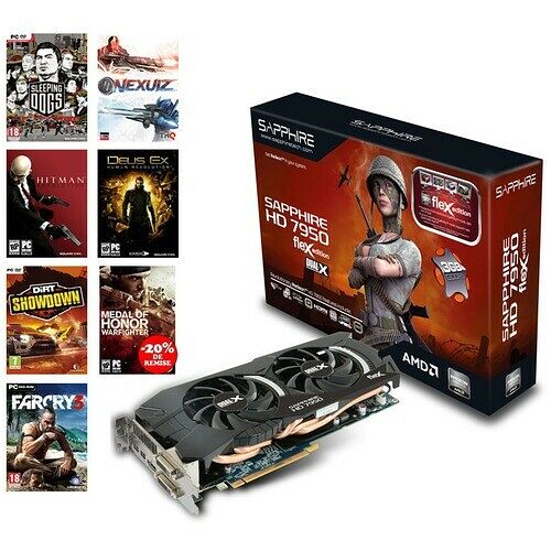 Carte graphique Sapphire Radeon HD7950 OC version FleX, 3 Go + Pack 6 jeux AMD