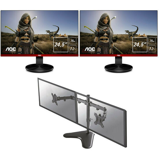 Pack Dual Screen, AOC Gaming G2590VXQ FreeSync + Pied NewStar D550D