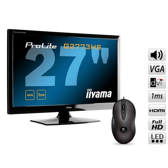 Iiyama ProLite G2773HS-GB1 + Souris Gamer Logitech G400