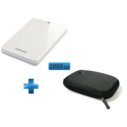 Disque dur externe 2.5" StorE Canvio, 1 To, Blanc, Toshiba + Housse