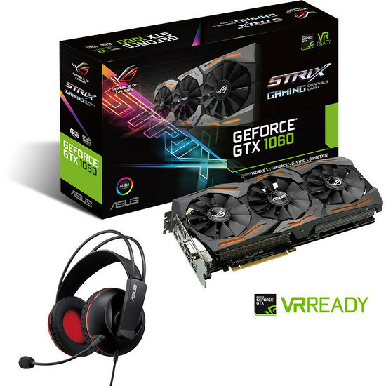 Asus GeForce GTX 1060 ROG STRIX, 6 Go + Casque-micro Cerberus