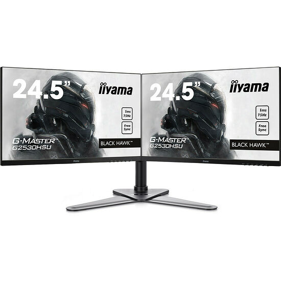 Pack Dual Screen, Iiyama G-Master G2530HSU-B1 FreeSync + Pied Iiyama DS1002D-B1