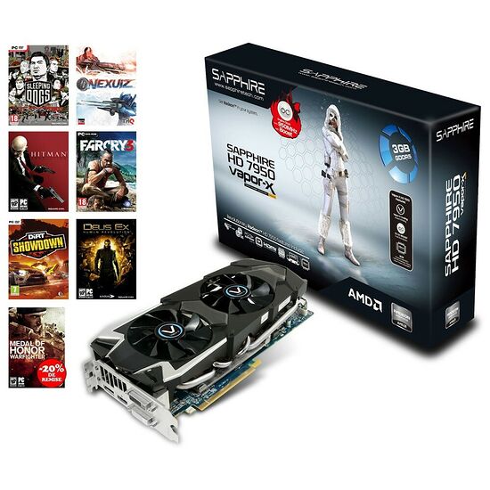 Carte graphique Sapphire Radeon HD7970OC Vapor-X GHZ Edition, 6 Go + Pack 6 jeux