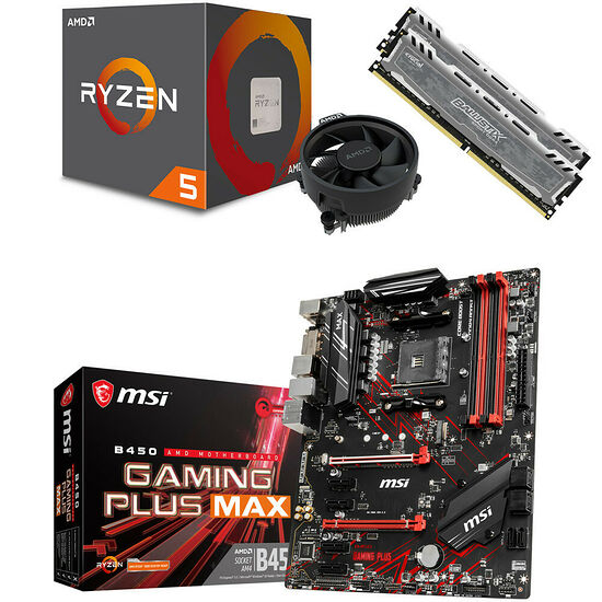 Kit évo Ryzen 5 1600 AF (3.2 GHz) + MSI B450 GAMING PLUS MAX + 16 Go