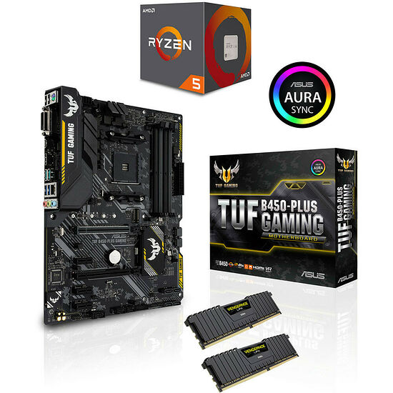Kit d'évo AMD Ryzen 5 2600 (3.4 GHz) + Asus TUF B450 PLUS GAMING + 16 Go