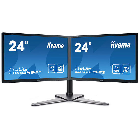 Pack Dual Screen Iiyama ProLite E2483HS-B3 + Pied Iiyama DS1002D-B1