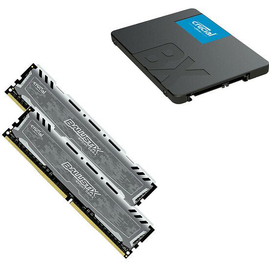 DDR4 Ballistix Sport LT Gris 2 x 8 Go, 3000 MHz, CAS 15 + Crucial BX500, 480 Go