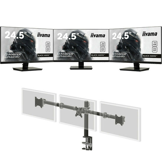 Pack Triple Screen Iiyama G-Master G2530HSU-B1 FreeSync + Iiyama DS1003C-B1