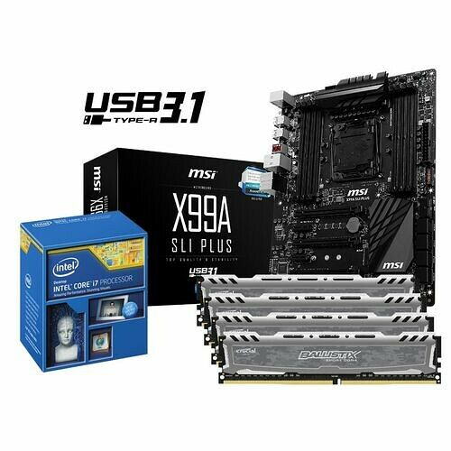 Kit d'évolution Intel Core i7 5820K (3,3 GHz) + MSI X99A SLI PLUS + 16 Go