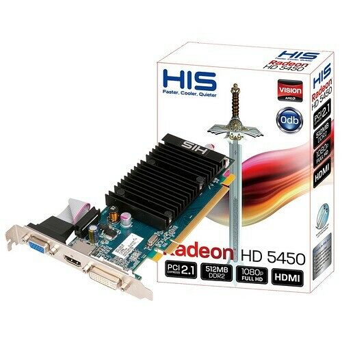 Carte graphique Radeon HD 5450 Silence, 512 Mo, HIS