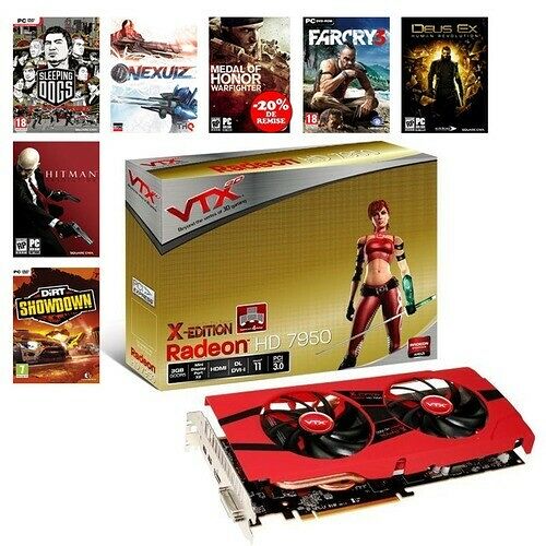 Carte graphique VTX3D Radeon HD 7950 OC X-Edition, 3 Go + 6 jeux AMD offerts