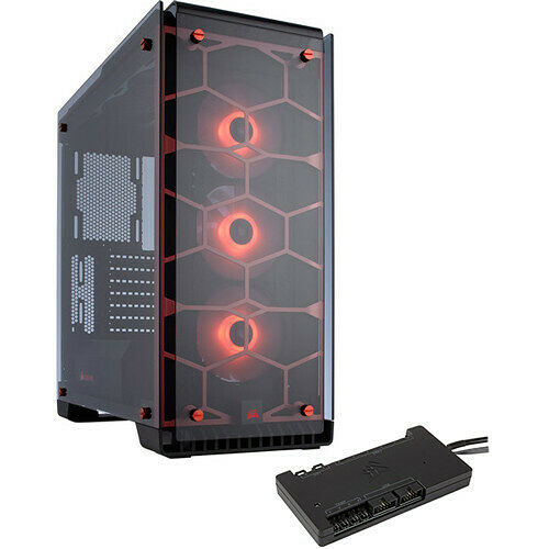 Corsair Crystal 570X RGB Tempered Glass, Rouge + Corsair Commander PRO RGB