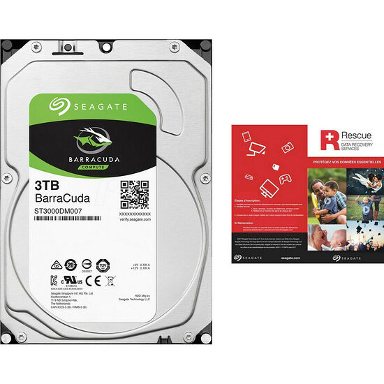 Seagate BarraCuda, 3 To + Forfait de 3 ans de récupération des données