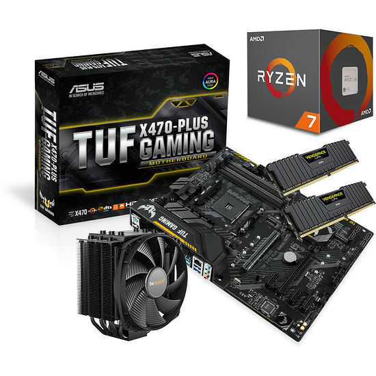 Kit évo AMD Ryzen 7 2700X + Asus TUF X470 PLUS GAMING + Dark Rock 4 + 16 Go