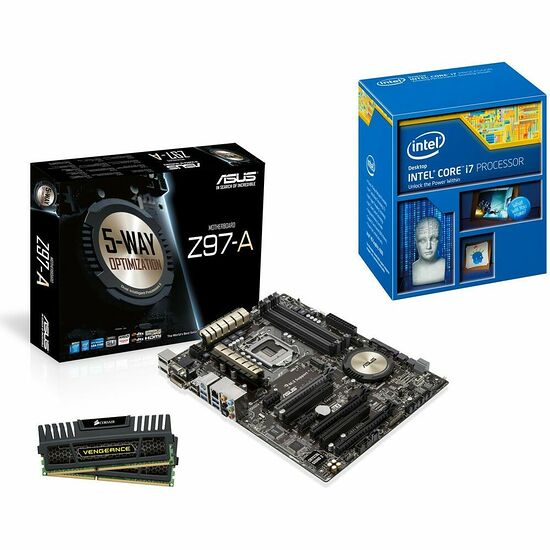 Kit d'évolution Intel Core i7 4770K (3,5 GHz) + Asus Z97-A + 8 Go