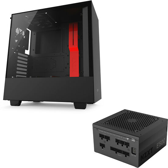 NZXT H500, Noir mat/Rouge + E500 Digital, 500W
