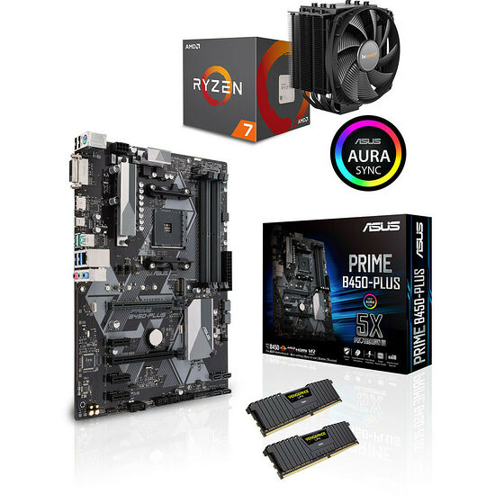 Kit évo AMD Ryzen 7 2700 + Asus PRIME B450 PLUS + Dark Rock 4 + 16 Go