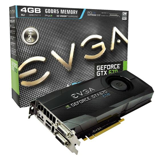 Carte graphique EVGA GeForce GTX 670 FTW + Backplate, 4 Go
