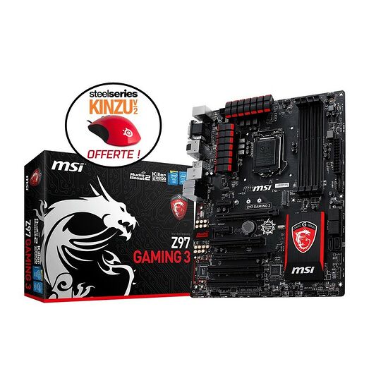 Carte mère MSI Z97 GAMING 3 + Souris Steelseries Kinzu V2 RED offerte !