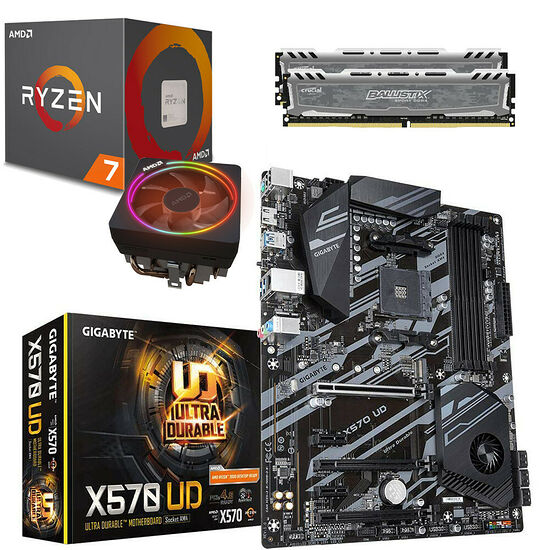 Kit évo Ryzen 7 2700X (3.7 GHz) + Gigabyte X570 UD + 16 Go