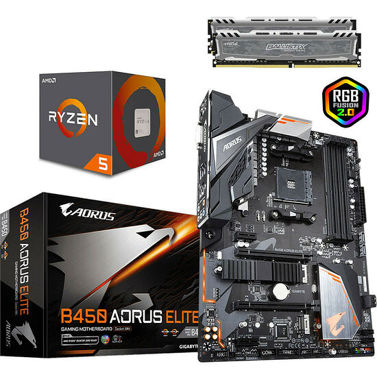 Kit d'évo Ryzen 5 2600 + Gigabyte B450 AORUS ELITE (MAJ) + 16 Go