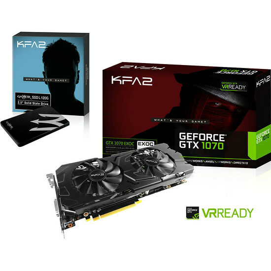KFA2 GeForce GTX 1070 EXOC, 8 Go + KFA2 Gamer SSD L, 120 Go, SATA III