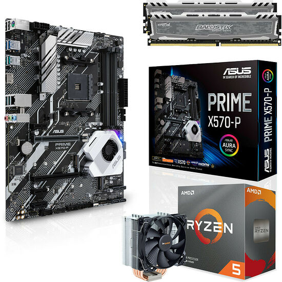 Kit évo Ryzen 5 3600 + Asus Prime X570-P + Pure Rock + 16 Go