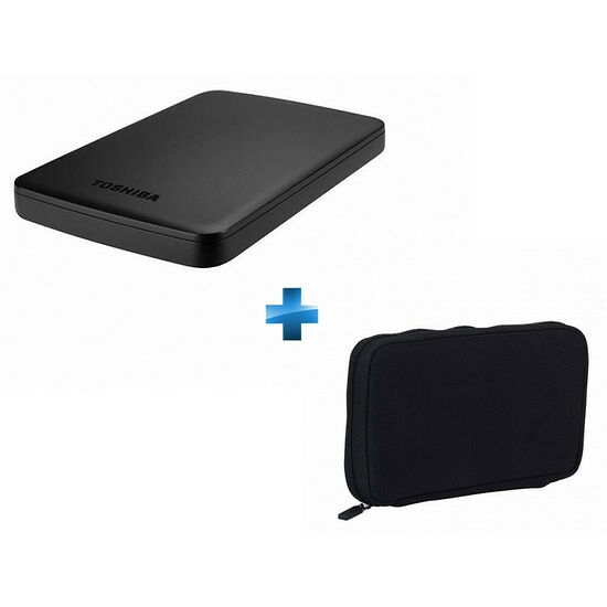 Toshiba Canvio Basics, 1 To, Noir + Housse