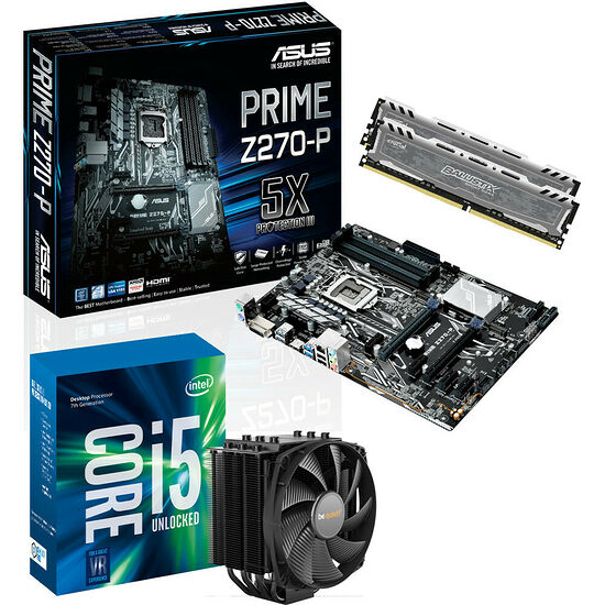 Kit évo Intel Core i5-7600K + Asus PRIME Z270-P + Dark Rock 4 + 16 Go